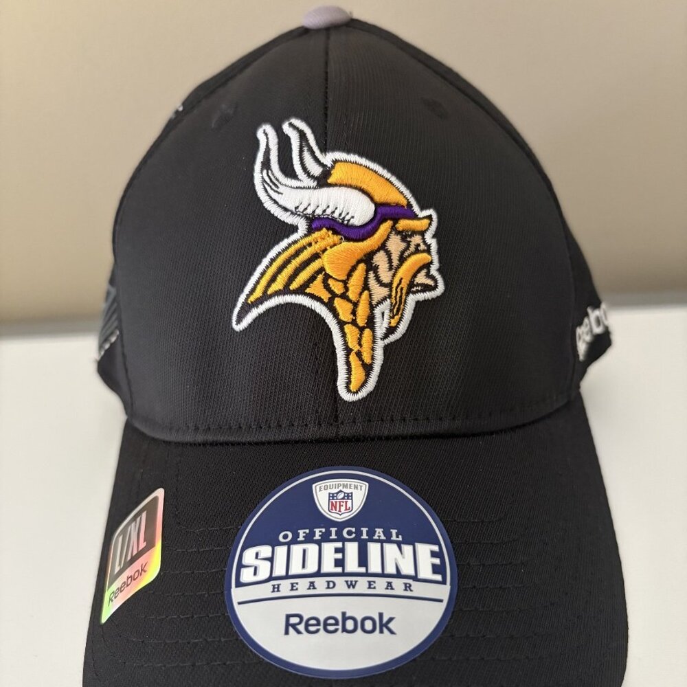 New Minnesota Vikings Reebok Authentic Sideline Football Cap Fitted Size L/XL